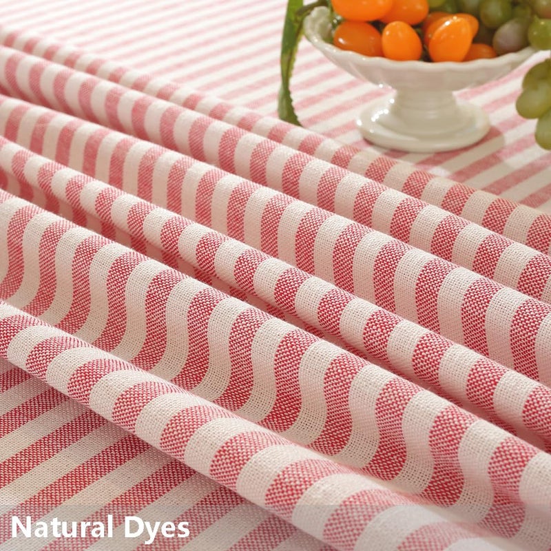 TruDelve Round Tablecloth 60 Inch Red and White Striped Cloth Tablecloths Circle Outdoor Picnic Table Cloth Round Cover (Red,60",Round) - Image 3